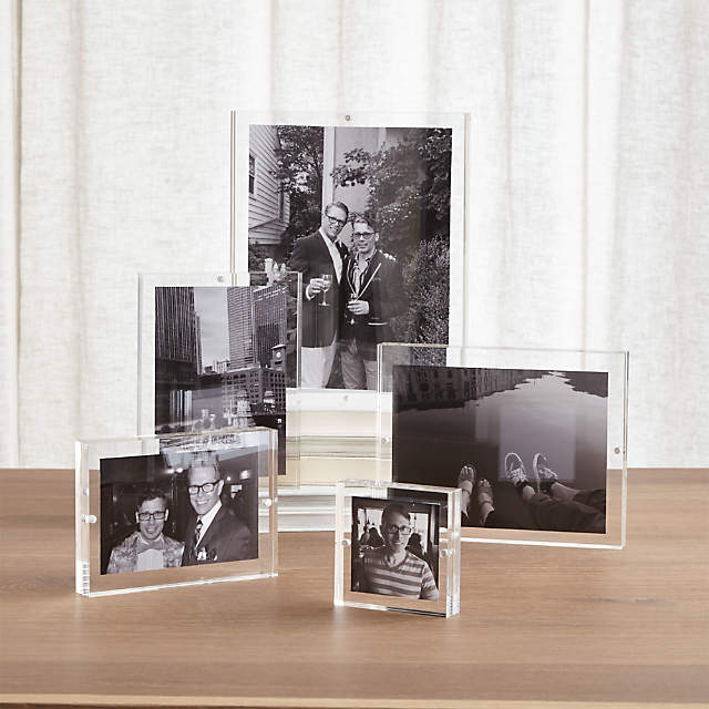 5 x Acrylic Photo Frame Magnetic Photo Holder Clear Picture Frame Standable 4x6" 