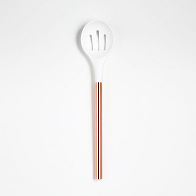 View Ada White Silicone Slotted Spoon with Copper Handle details