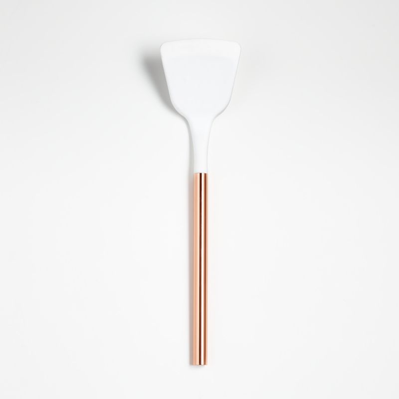 Ada White Silicone Turner with Copper Handle