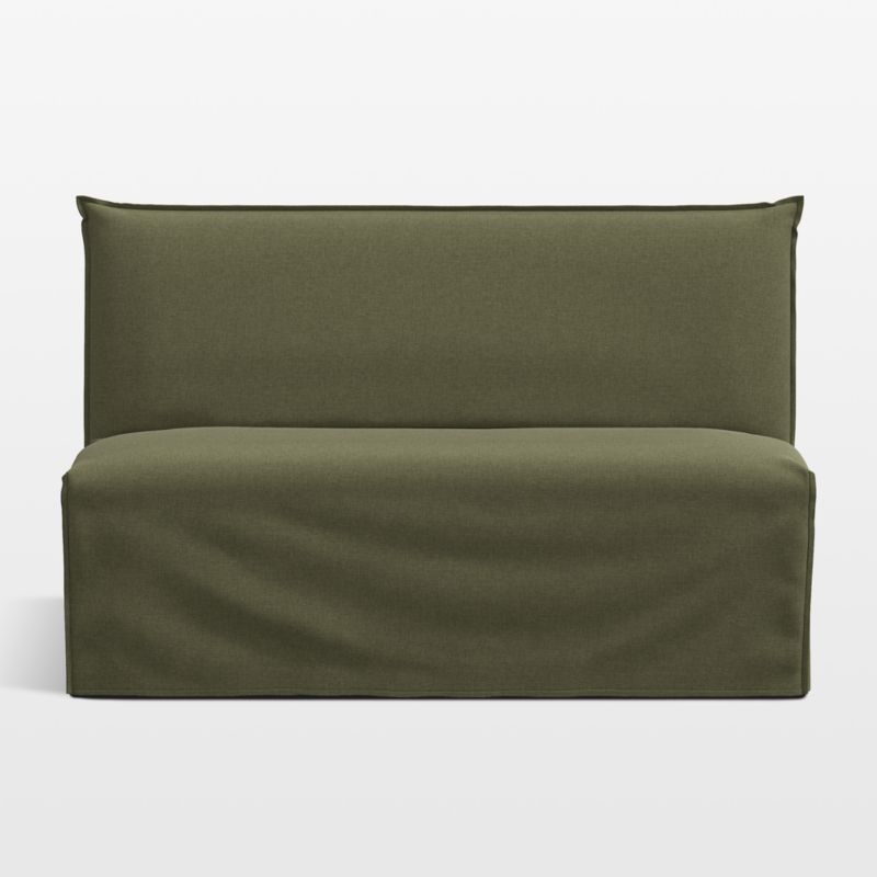 Addison Sage Green Slipcovered Dining Banquette Bench With Flange ...