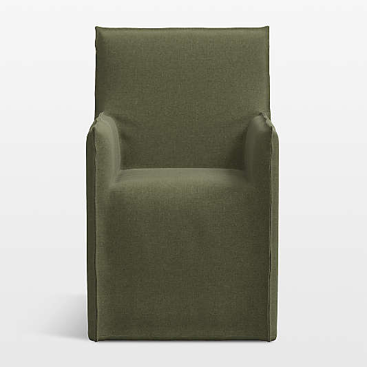 Addison Sage Green Slipcovered Dining Arm Chair