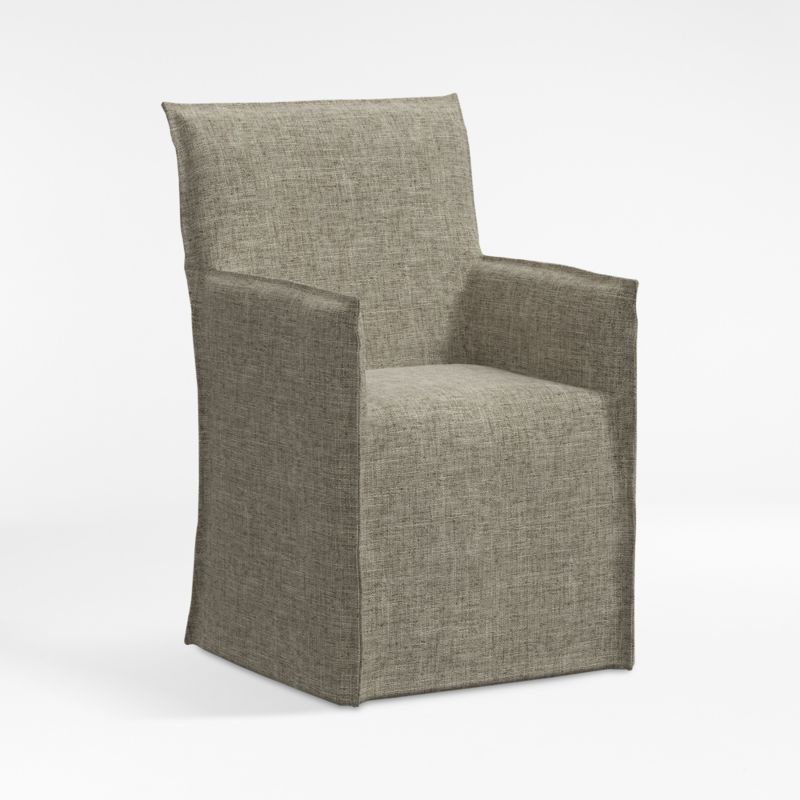 Addison Flax Linen Dining Arm Chair with Flange - image 2 of 10