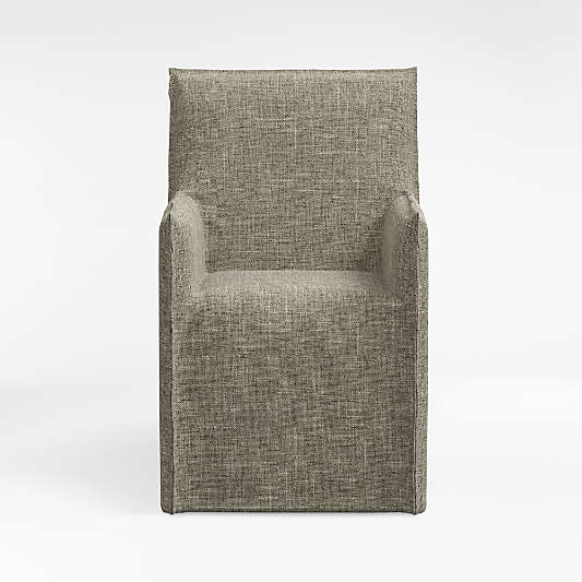 Addison Flax Linen Dining Arm Chair with Flange