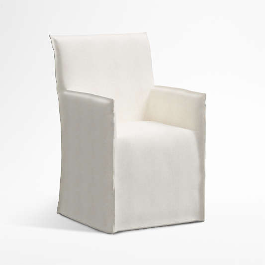 Addison White Dining Arm Chair with Flange