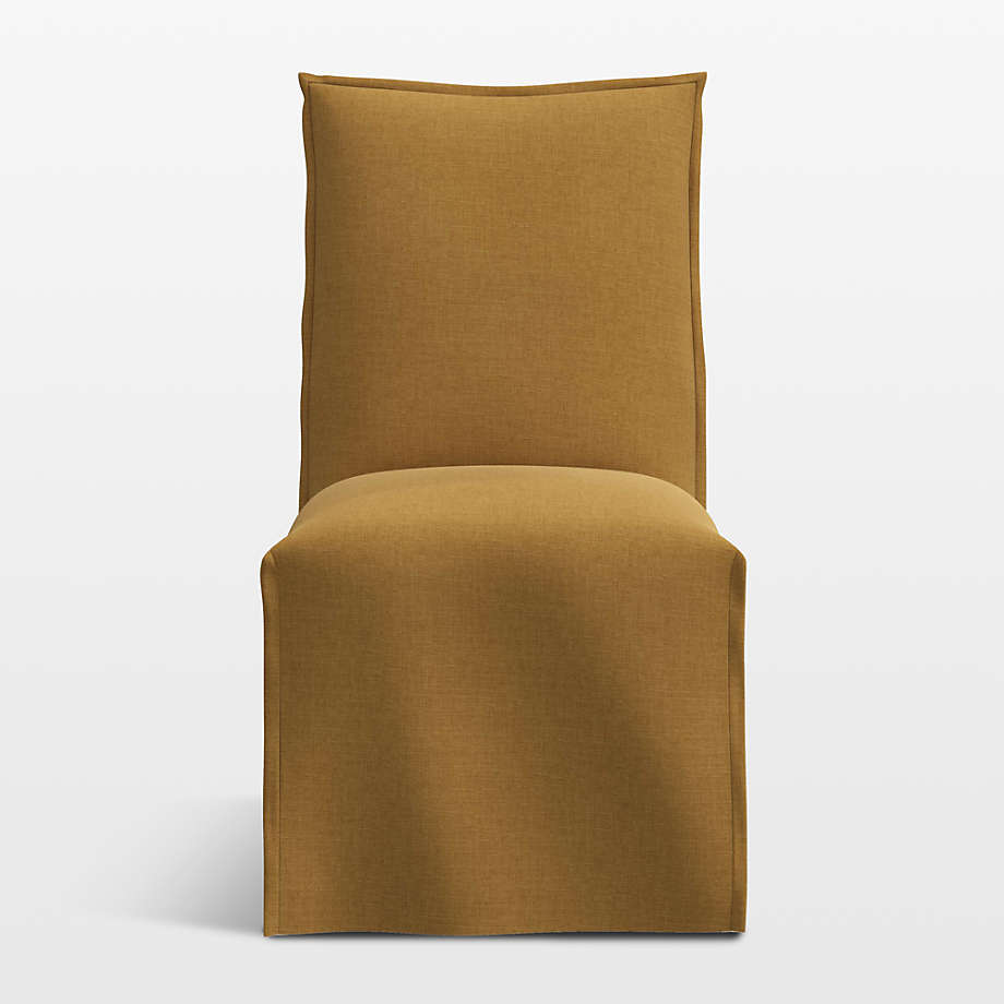 Addison Caramel Brown Slipcovered Dining Chair with Flange Crate & Barrel