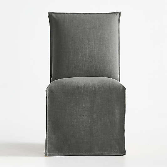 Addison Charcoal Flange Slipcovered Dining Chair