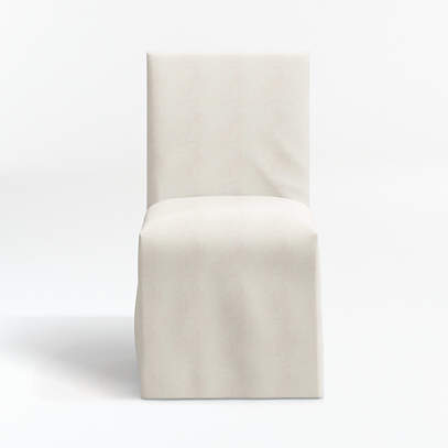 Addison White Slipcover Dining Chair, White Linen Slipcovered Counter Stools