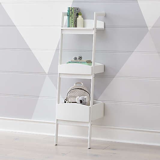 Addison White Leaning Bookcase