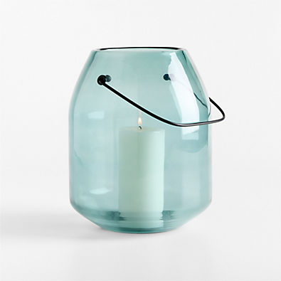 View Adelaide Blue Glass Lantern 11.5" details