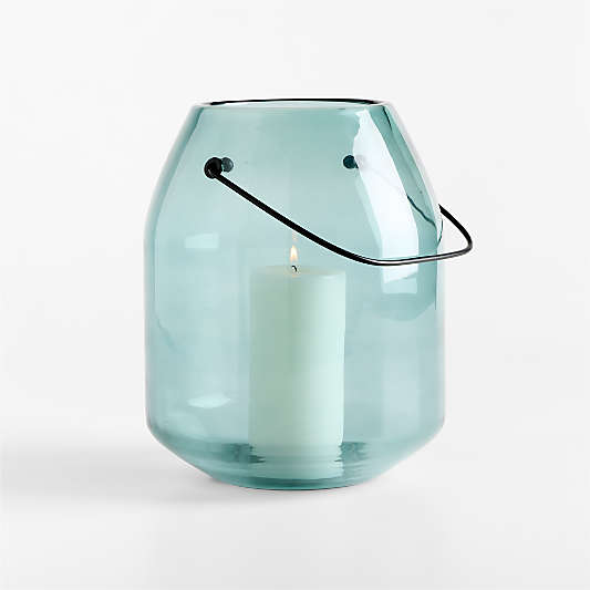 Adelaide Blue Glass Lantern 11.5"