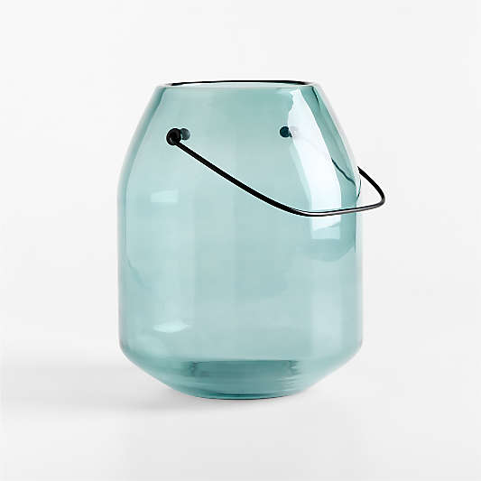 Adelaide Blue Glass Lantern 11.5"