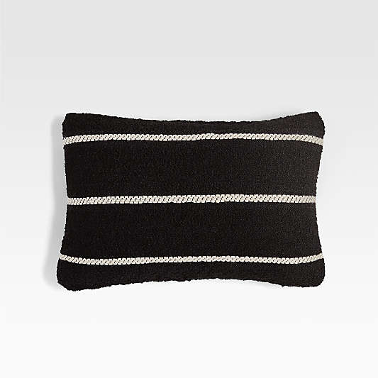 Adia 20"x13" Striped Black Outdoor Lumbar Pillow