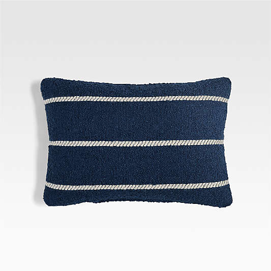 Adia 20"x13" Striped Blue Outdoor Lumbar Pillow