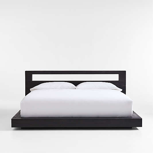 Adia Black Wood Platform King Bed by Leanne Ford