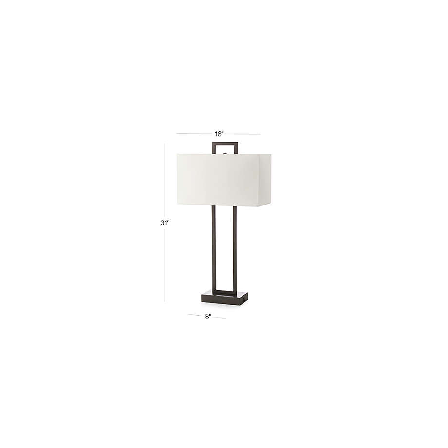 View Adler Black Rectangle Table Lamp with USB, Set of 2 - image 2 of 8