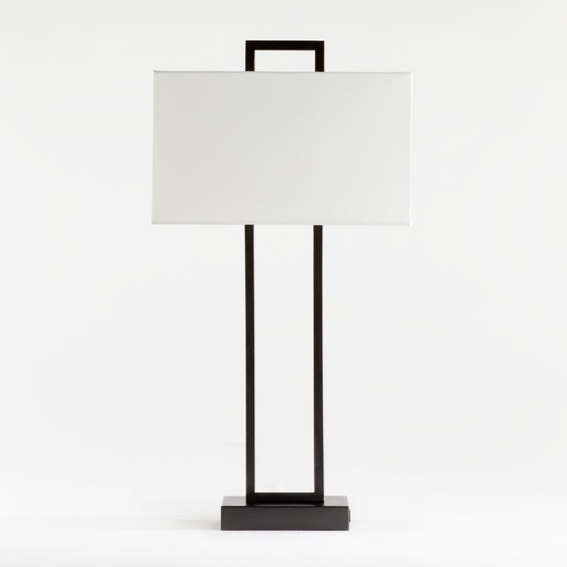 Adler Black Rectangle Table Lamp with USB, Set of 2