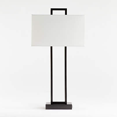 Adler Black Rectangle Table Lamp with USB, Set of 2