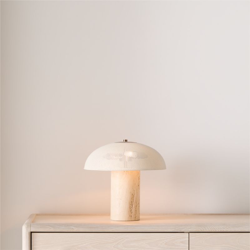 Adamo Travertine Mini Table Lamp with Metal Shade 12.4", Set of 2 - image 7 of 8