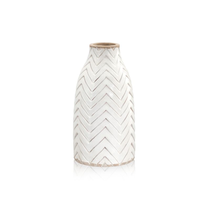 Adra White Chevron Vase + Reviews | Crate & Barrel Canada