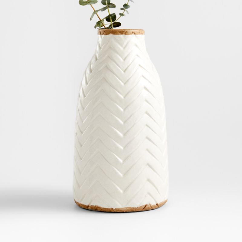 Adra White Chevron Vase   Reviews | Crate & Barrel