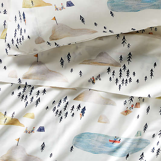 Stay Cool Adventure Pattern 100% Organic Cotton Kids Full Sheet Set