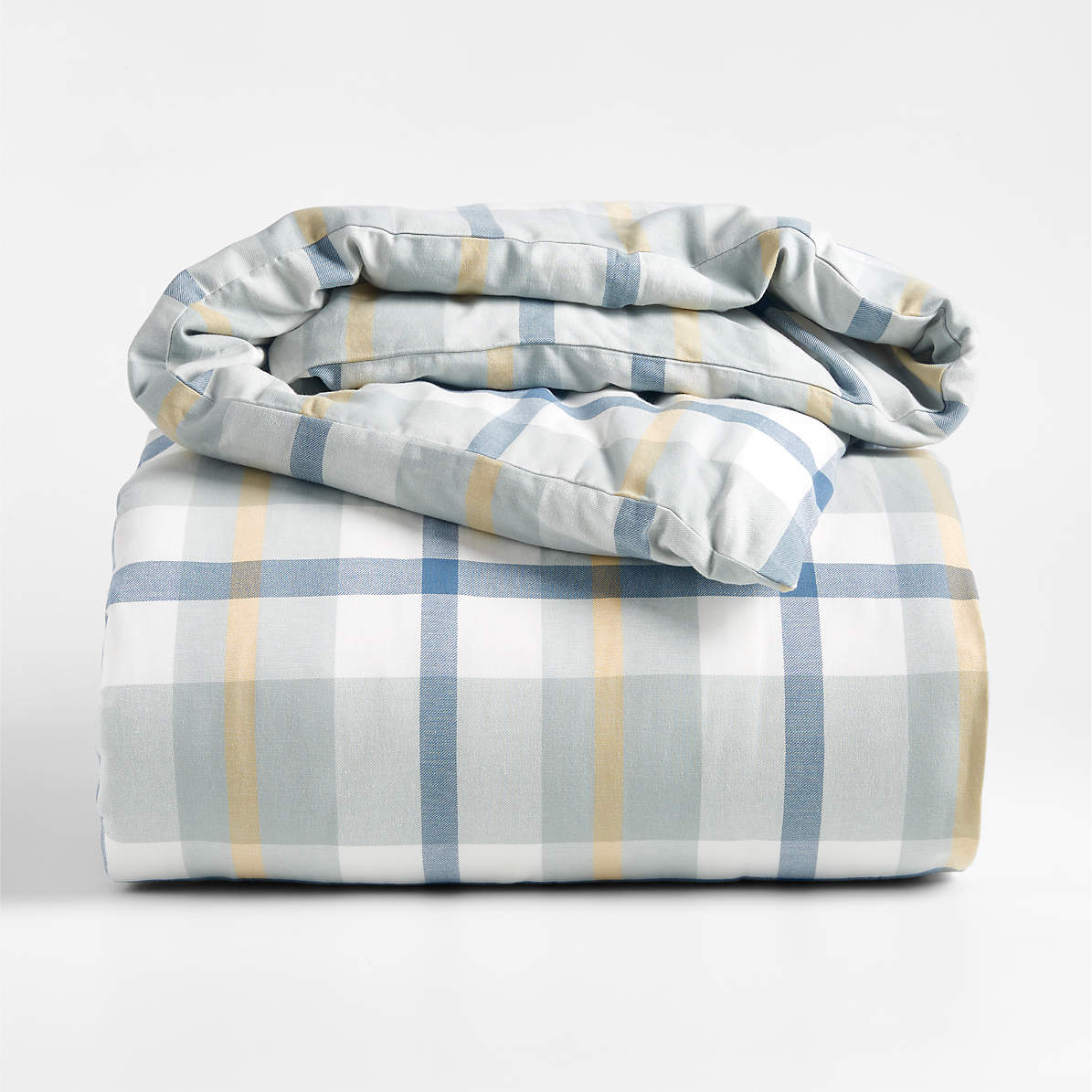 Adventure Modern Organic Twin Blue Plaid Kids Duvet Cover +