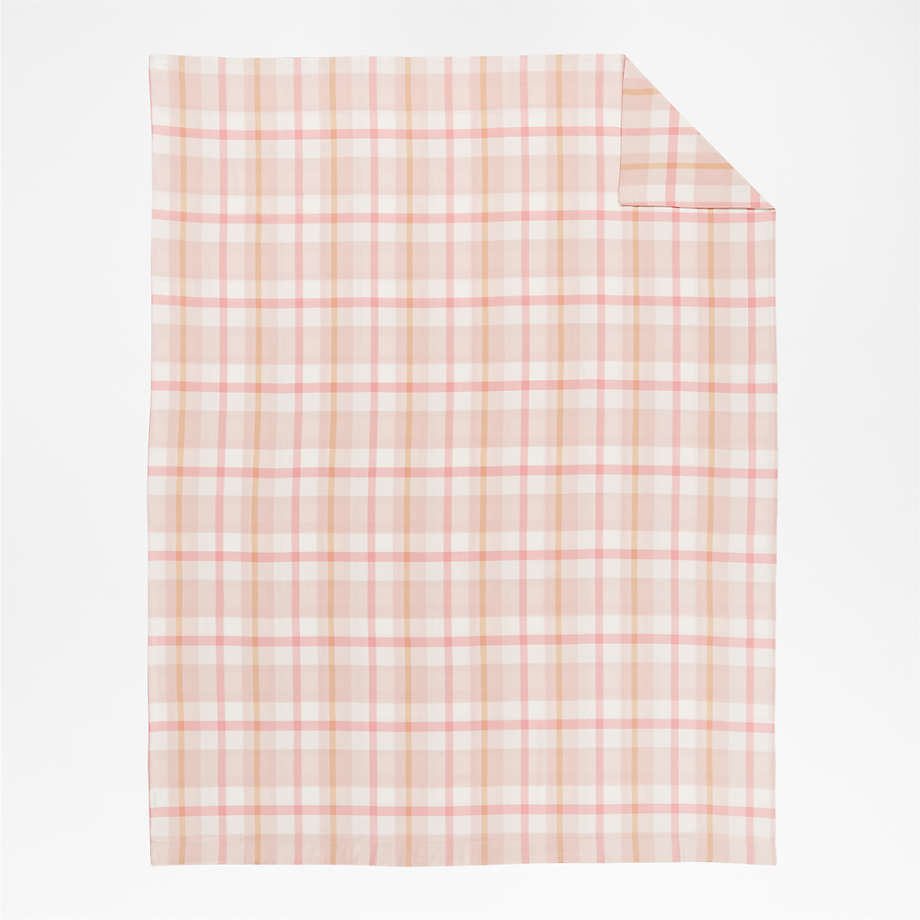 Stax Elegant Pink Yarn-Dyed Organic Cotton Kids Twin Duvet Cover +