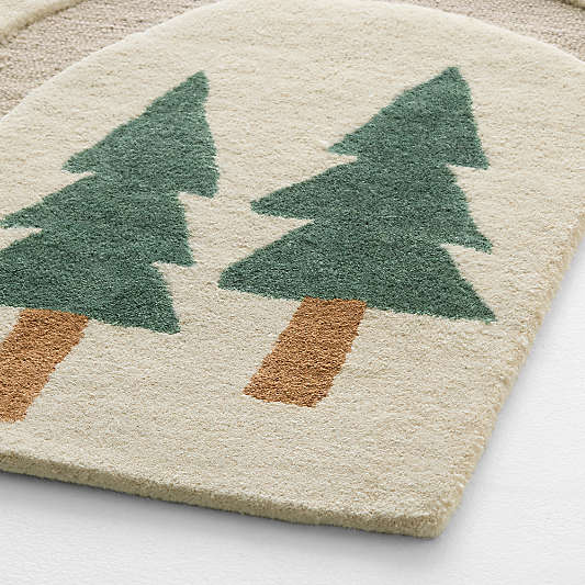 Adventure Map Ivory Wool Kids Area Rug Swatch