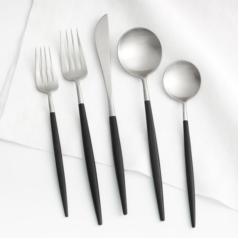 Galileo 5-Piece Brushed Black Flatware Set + Reviews