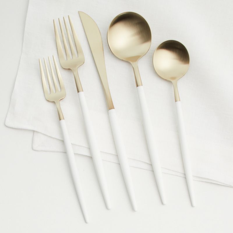 Aero White Champagne 20-Piece Flatware Set   Reviews | Crate and Barrel
