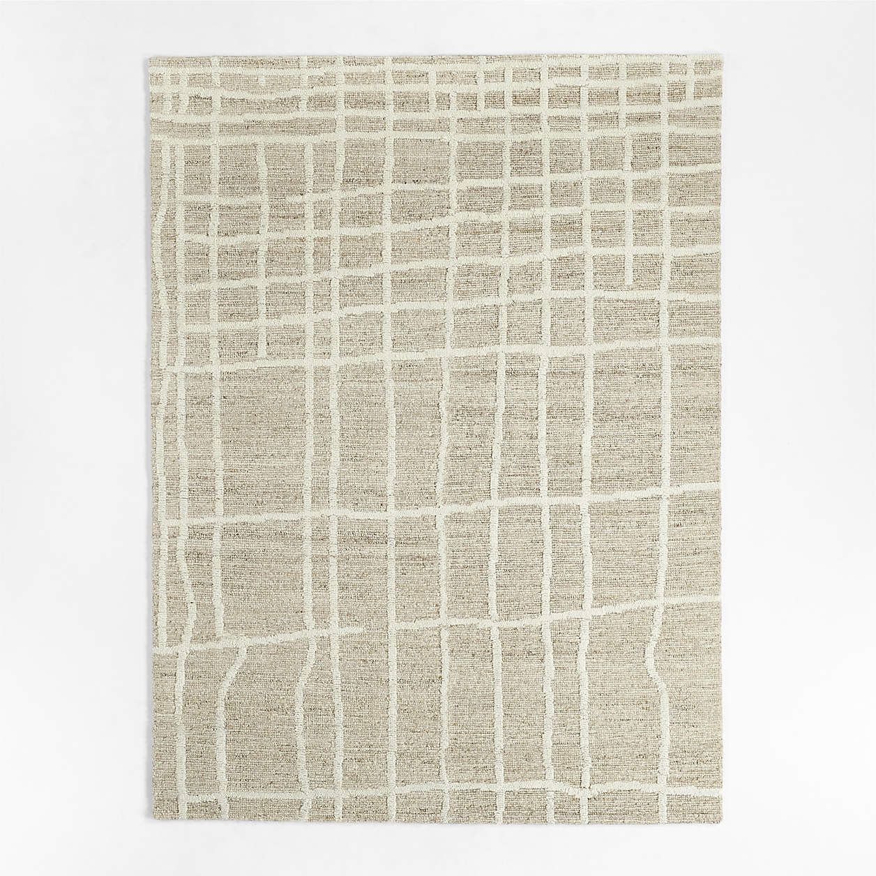 Agen Wool Grid Caramel Brown Area Rug 6'x9' + Reviews Crate & Barrel