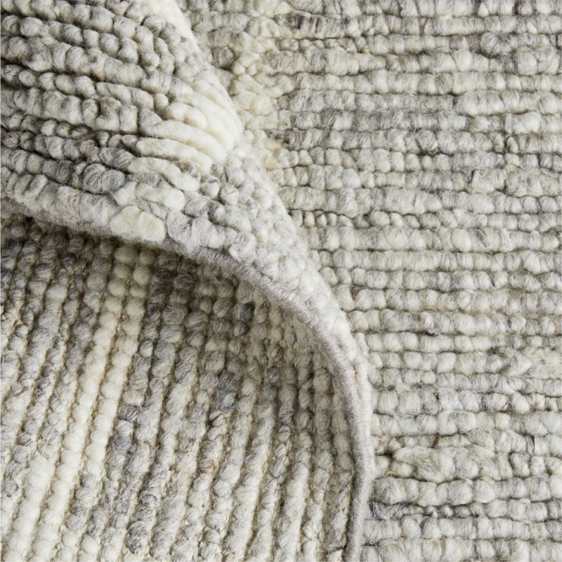 Agen Wool Grid Light Grey Area Rug 10'x14'