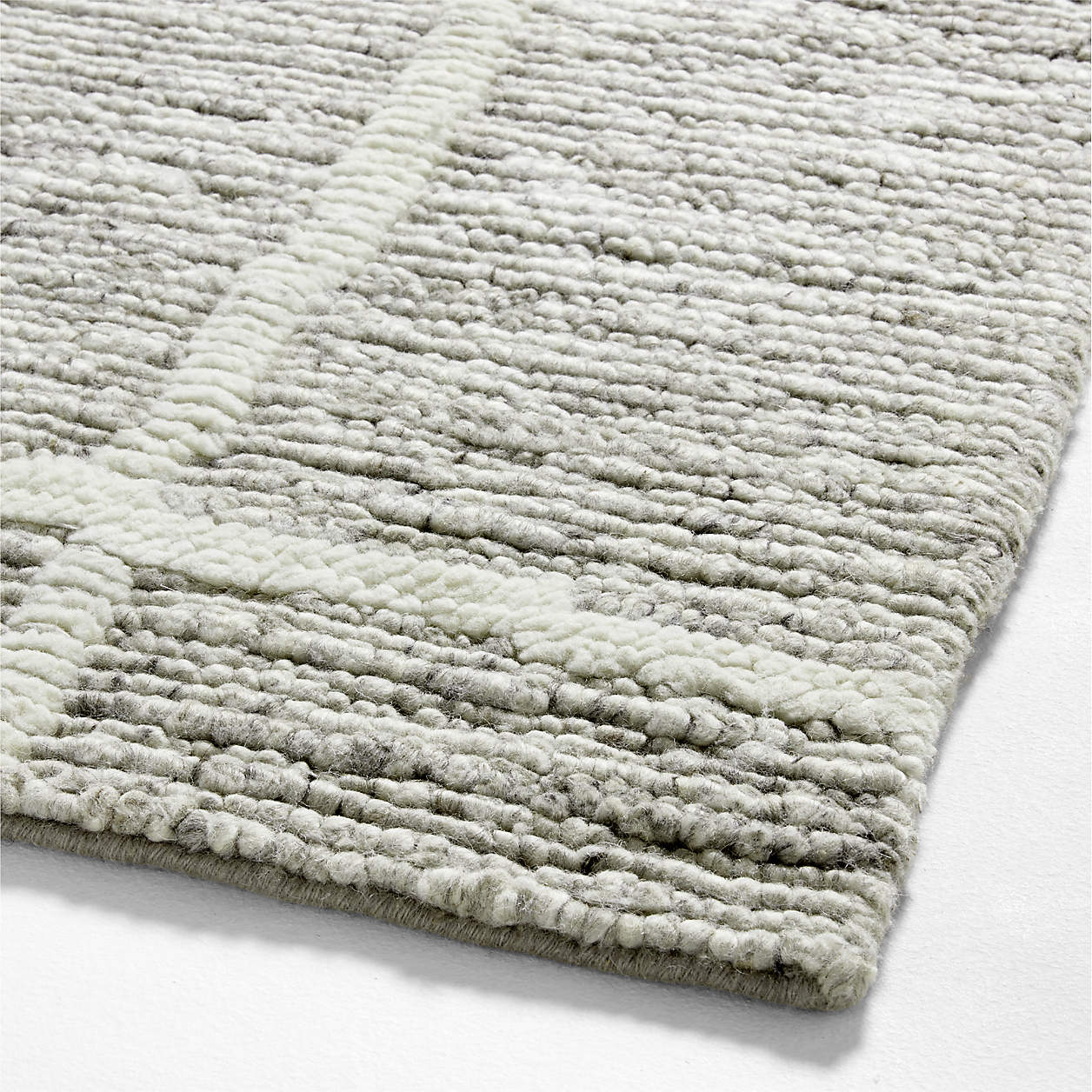 Agen Wool Grid Light Grey Area Rug 12