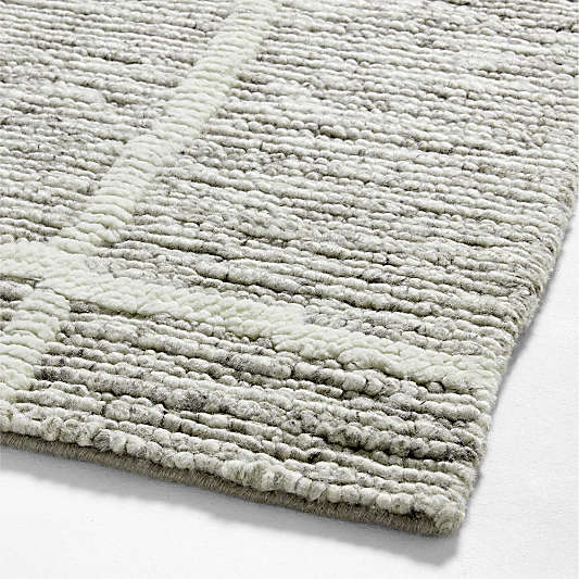 Agen Wool Grid Light Grey Area Rug 6'x9'