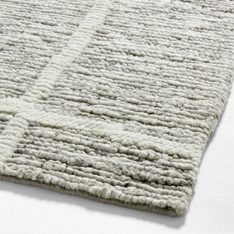 Agen Wool Grid Light Grey Area Rug 10'x14'