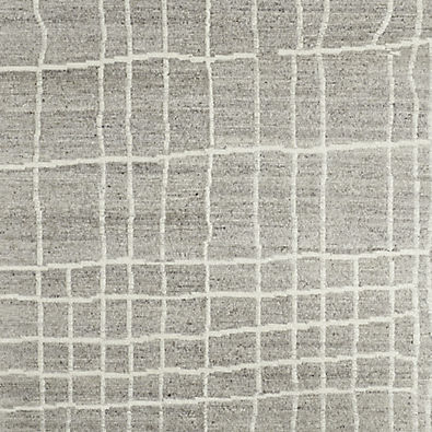 View Agen Wool Grid Light Grey Area Rug 12"x18" Swatch details