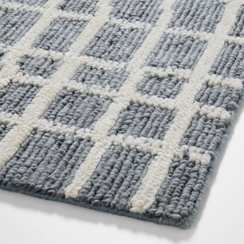 Agen Wool Grid Blue Area Rug 6'x9' - image 2 of 4