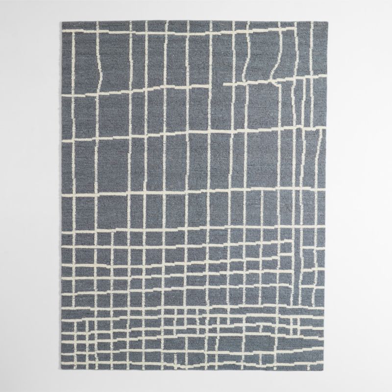 Agen Wool Grid Blue Area Rug 6'x9' - image 1 of 4