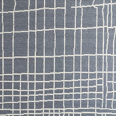 Agen Wool Grid Blue Area Rug 6'x9'