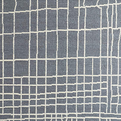 Agen Wool Handwoven Grid Blue Area Rug 12'x15'