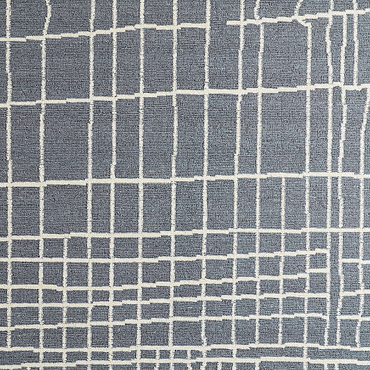 Agen Wool Handwoven Grid Blue Area Rug 6'x9'
