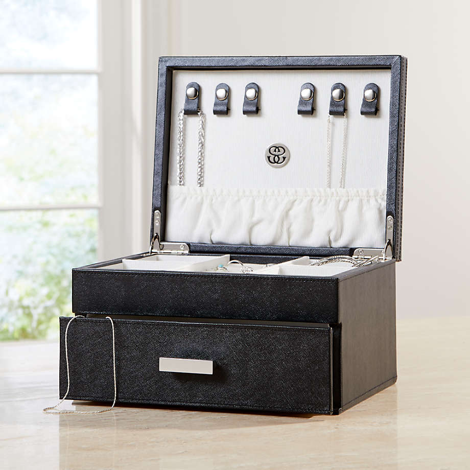 Agency Medium Black Jewelry Box + Reviews Crate and Barrel