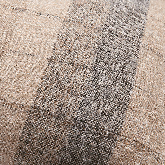 Agnes Woven Wool Blend Fringe Stripe 24"x16" Deep Indigo Throw Pillow with Feather Insert