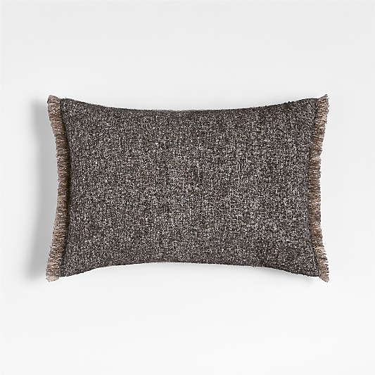Agnes Woven Wool Blend Fringe Stripe 24"x16" Deep Indigo Throw Pillow Cover
