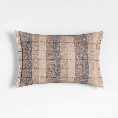 Agnes Woven Wool Blend Fringe Stripe 24"x16" Deep Indigo Throw Pillow Cover