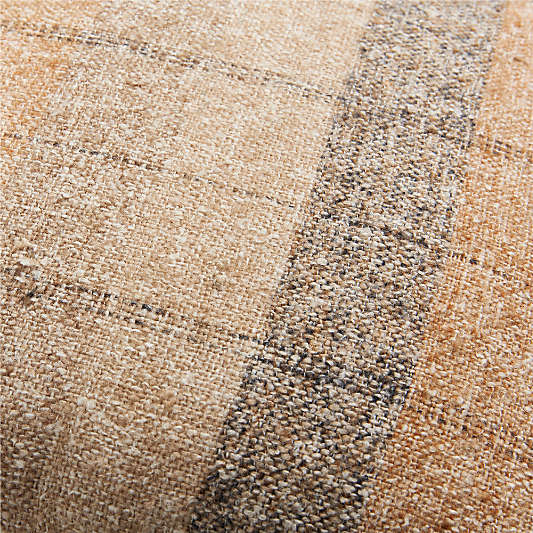 Agnes Woven Wool Blend Fringe Stripe 24"x16" Moroccan Ocher Throw Pillow with Feather Insert