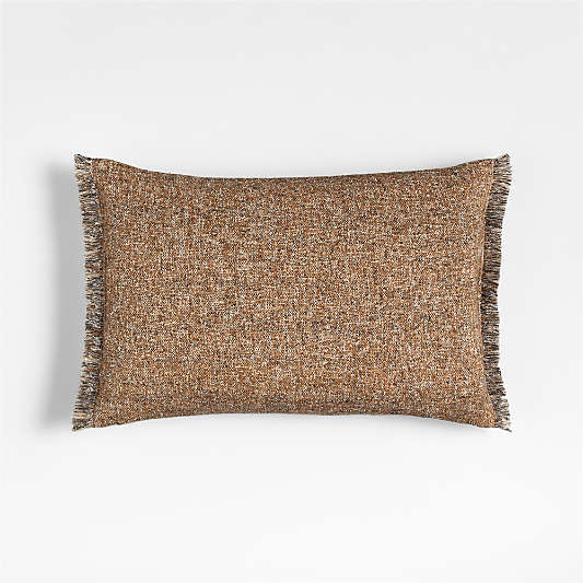 Agnes Woven Wool Blend Fringe Stripe 24"x16" Moroccan Ocher Throw Pillow Cover