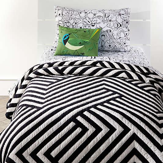 Black and White Geometric Kids Full/Queen Quilt