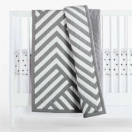 Grey Geometric Crib Quilt