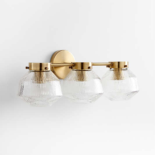 Aiden Ribbed Glass Brass 3-Light Wall Sconce